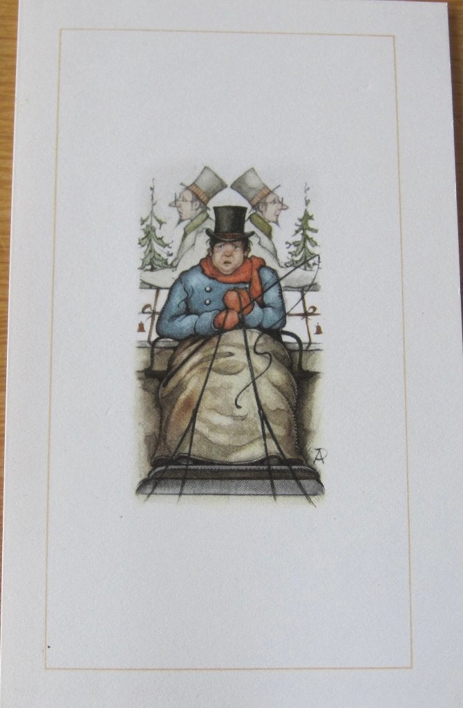 Anton Pieck plaatje van een koetsier op een arrenslee, 1980 tot heden, Ophalen of Verzenden, Zo goed als nieuw, Prent