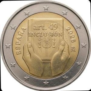 Spanje 2 euro 2026 UNC Art. 49 Inclusion, Ophalen of Verzenden, Spanje, 2 euro, Losse munt