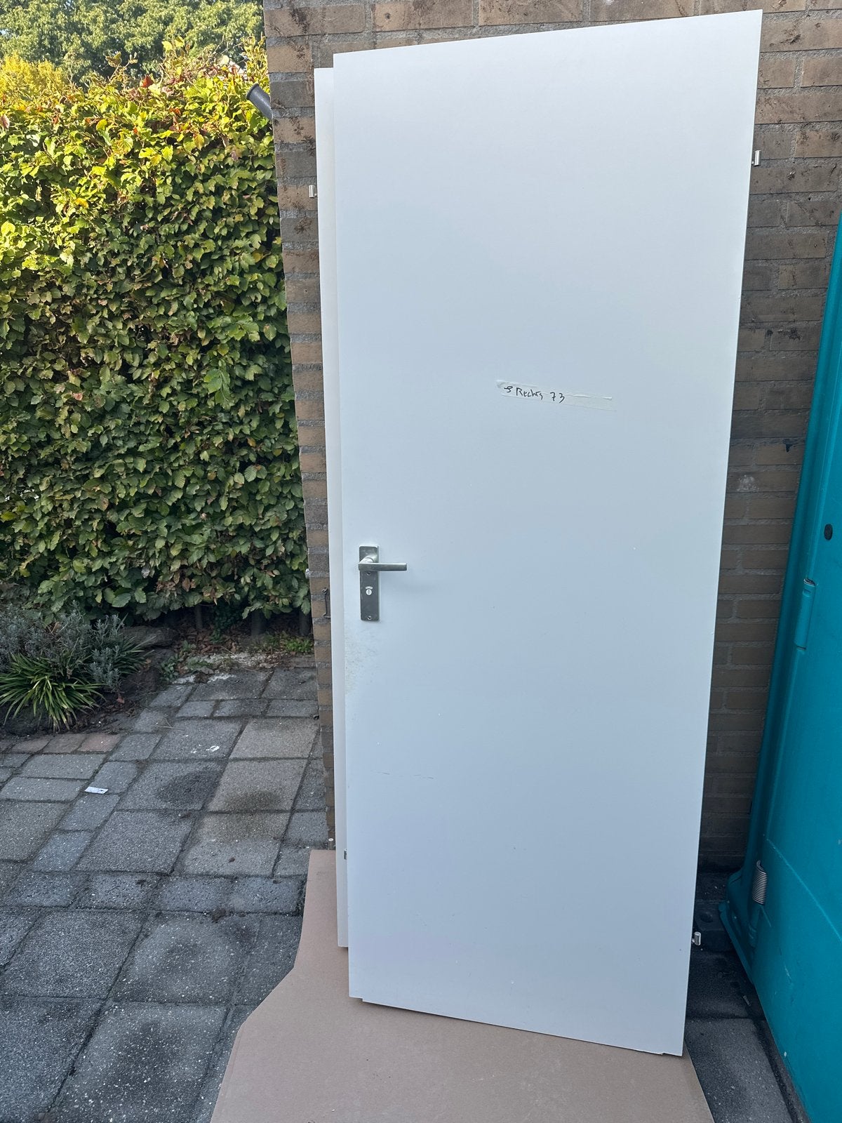 Witte binnendeur met beslag, Ophalen, Gebruikt, 80 tot 100 cm, Binnendeur