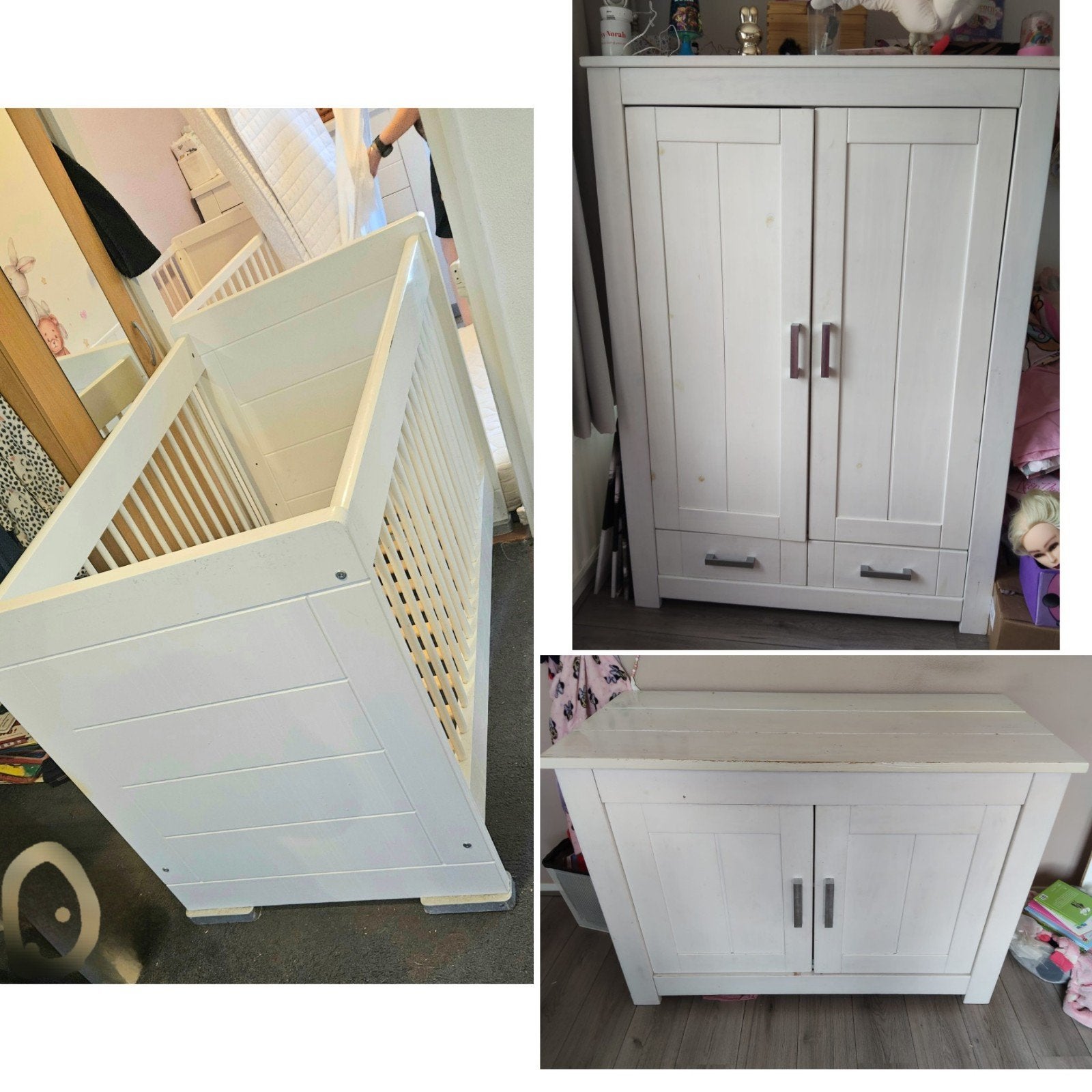 Babykamer set: Ledikant, Commode en Kledingkast PRIJS NOTK, Ophalen, Gebruikt, Minder dan 140 cm, Matras