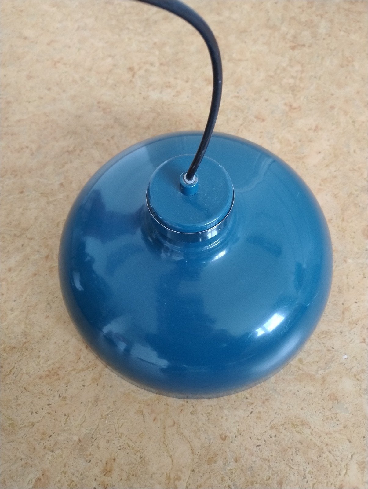 Steinhauer lampenkap, Petrol blauw, 30 cm dwarsdoorsnede, Ophalen of Verzenden, Gebruikt, Metaal, Minder dan 50 cm