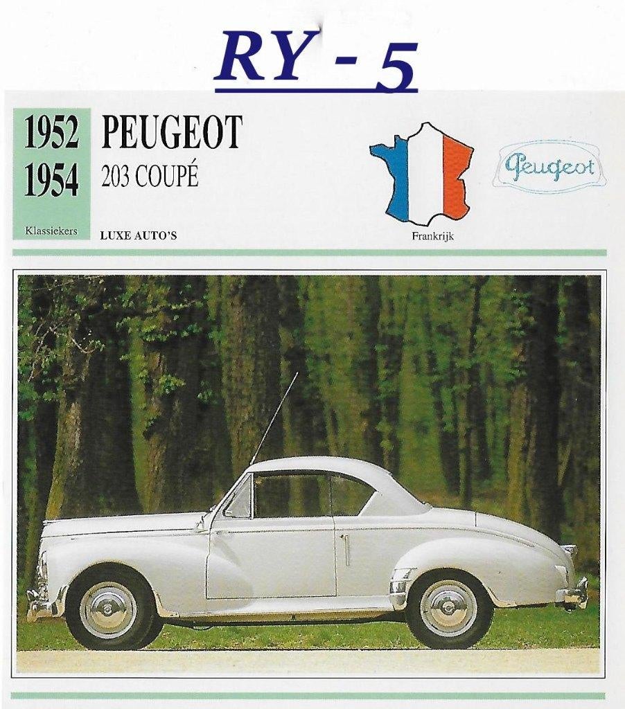 Ry5 autokaart peugeot 203 coupe ( 1952 - 1954 ), Ophalen of Verzenden, Zo goed als nieuw