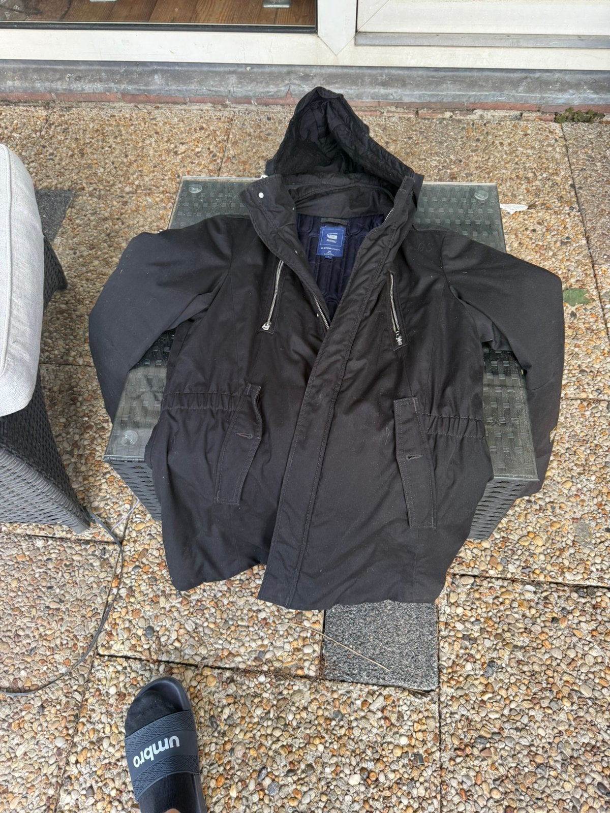 G-Star RAW dames winterjas zwart maat L met capuchon, Ophalen, Zo goed als nieuw, Maat 38/40 (M), Zwart