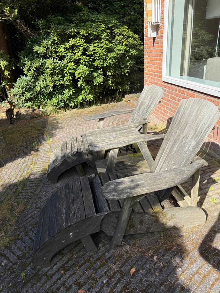 Teakhouten tuinset voor 2 personen, Tuin en Terras, Ophalen, Zo goed als nieuw, Teakhout