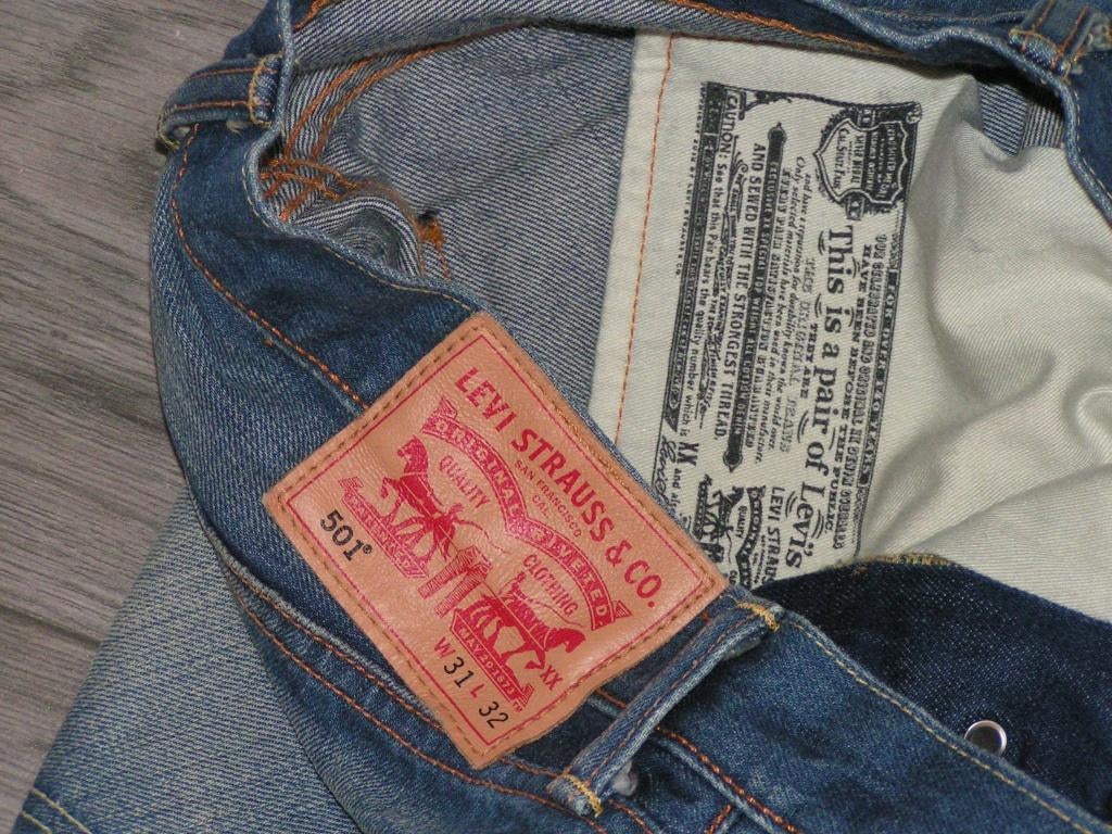 LEVIS(501) spijkerbroek,Mt 31,L32 topstaat, Tweedehands, Blauw, Levis(501), Tweeddehands
