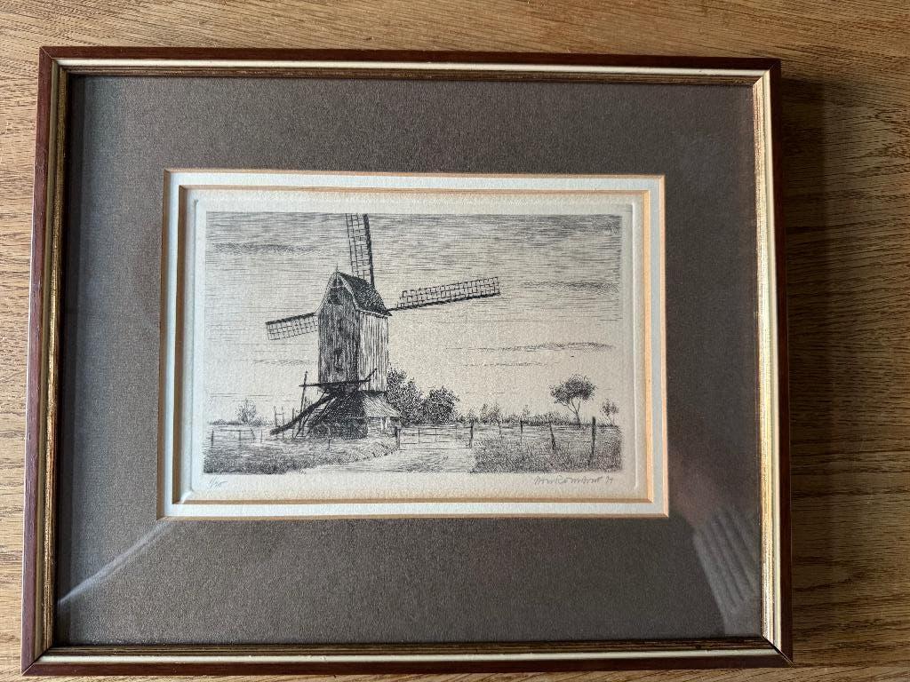 Ets - Molen -  Jan Rombouts Nijmegen, Antiek en Kunst, Ophalen of Verzenden