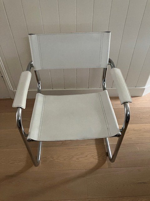 witte vintage buisstoel chroom Bauhaus Mart Stam, Ophalen, Gebruikt, Bauhaus, Wit
