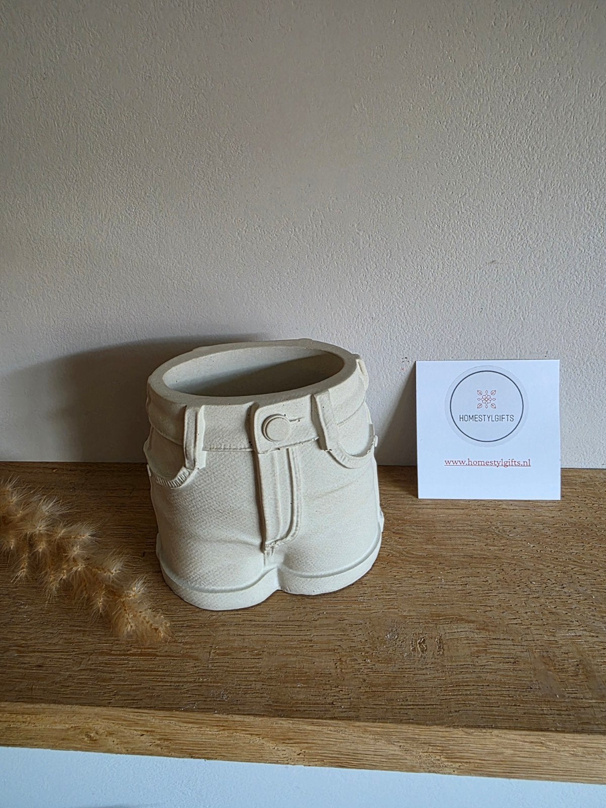 Handgemaakte betonnen pot in jeans-stijl, 8x9.5cm, Nieuw, Ophalen of Verzenden, Handgemaakt, Plantenpot of Plantenbak