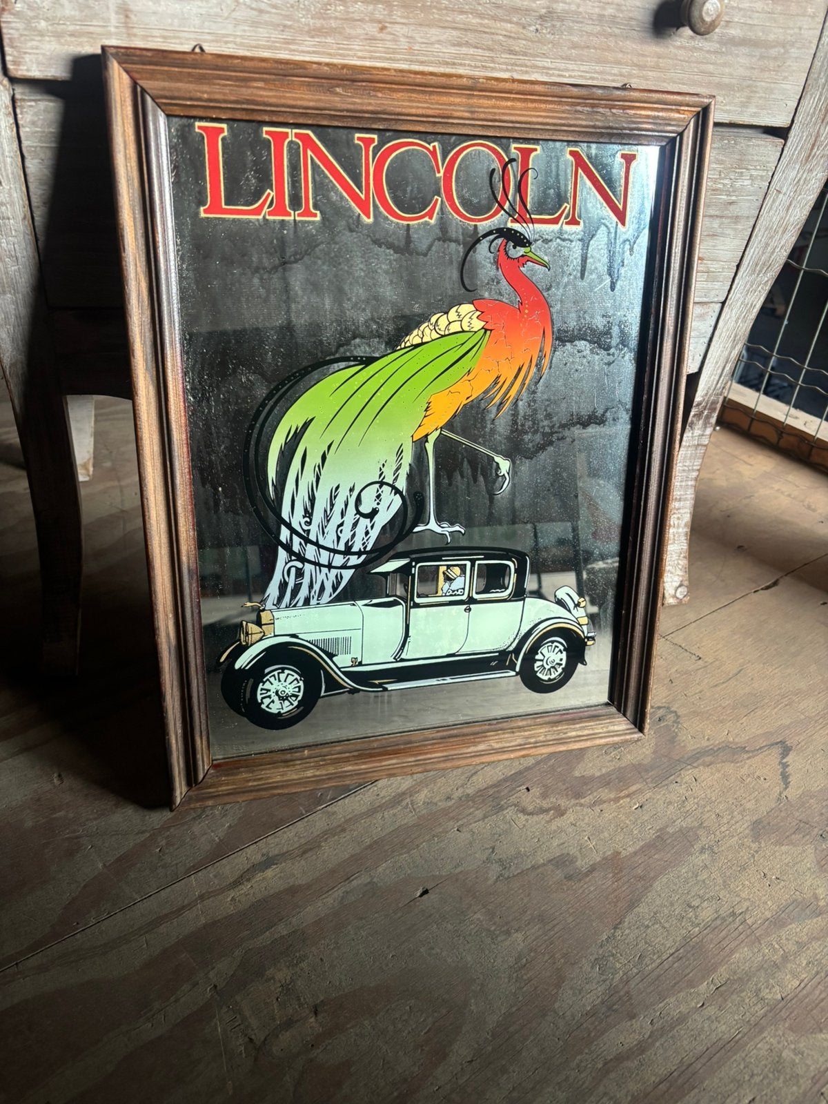 decoratieve spiegel met het iconische LINCOLN-opschrift, Ophalen of Verzenden, Rechthoekig