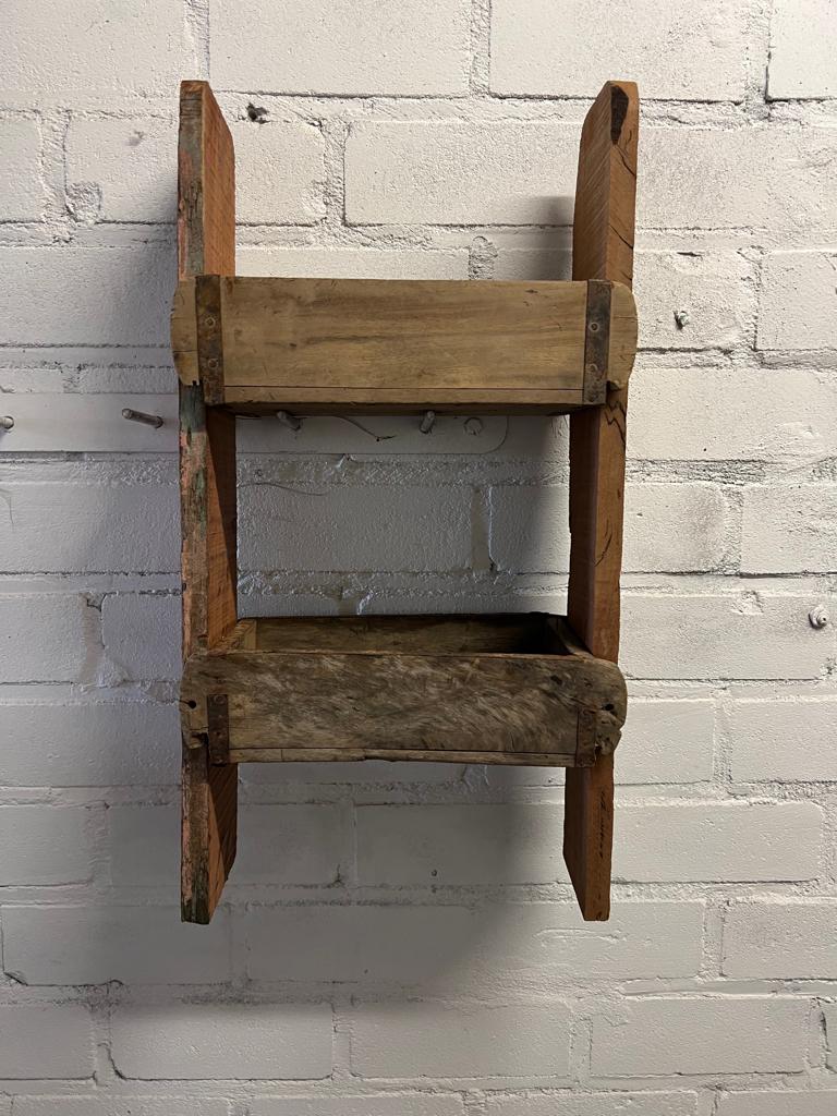 Steenmal wandrek 2 bakjes Railway sloophout India 60 cm rek, Verburgt Vintage, Nieuw, Ophalen of Verzenden, https://verburgtvintage.nl/#contact