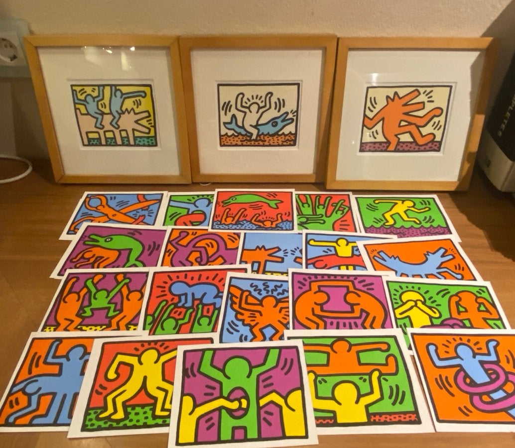 Keith Haring Pop Art Prints - 3x Ingelijst en 20x Los, Figuren, Hout, Ophalen of Verzenden, Ingelijst