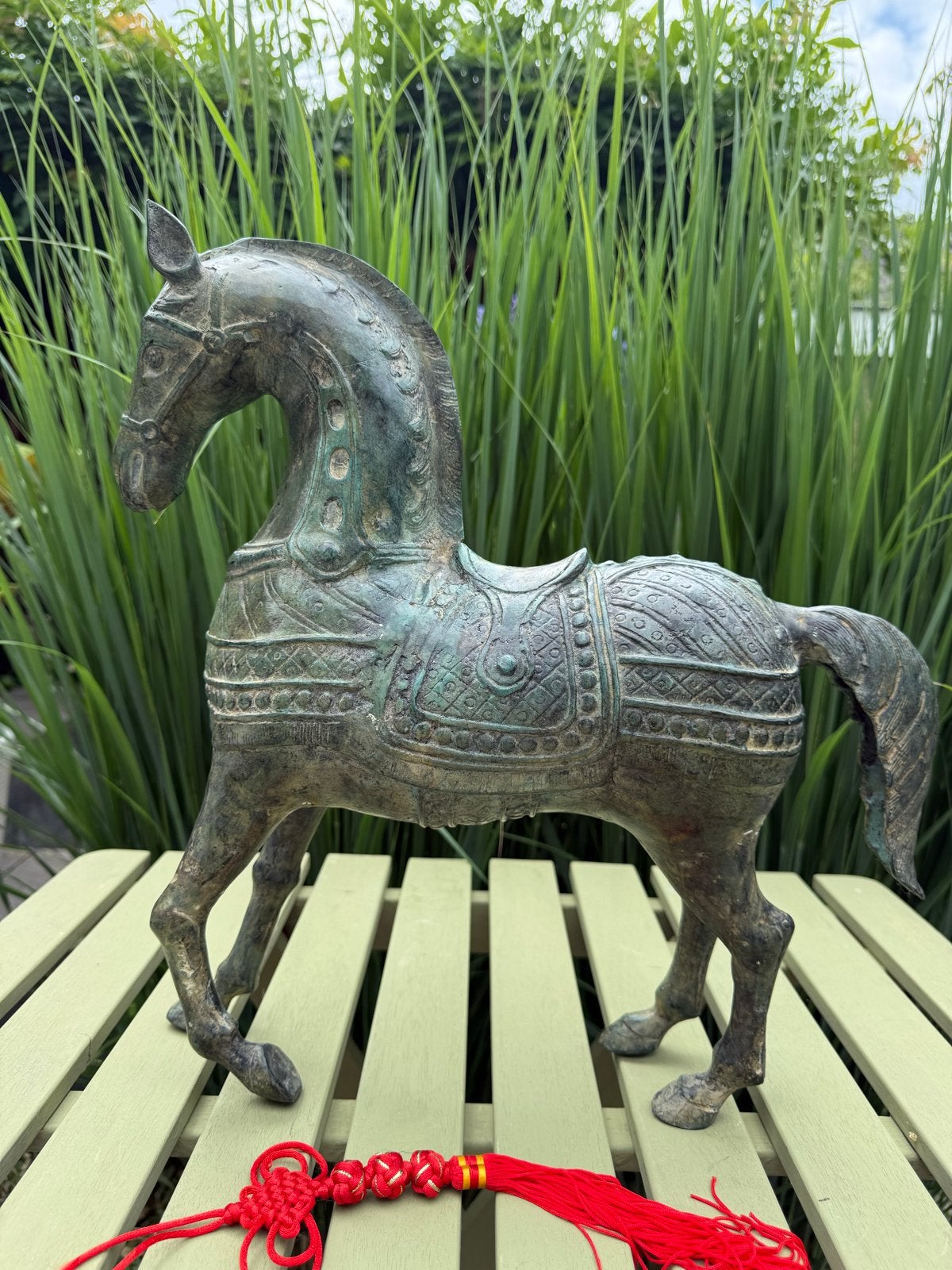 Bronzen paard 39 cm hoog, Antiek en Kunst, Kunst | Beelden en Houtsnijwerken, Ophalen, 20 - 50 cm, Beeld, Gepatineerd