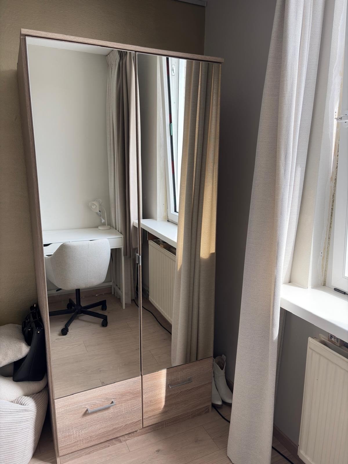 Draaideurkast Vanity met spiegeldeuren en lades, Huis en Inrichting, Kasten | Kledingkasten, Gebruikt, Glas, 50 tot 100 cm, 150 tot 200 cm
