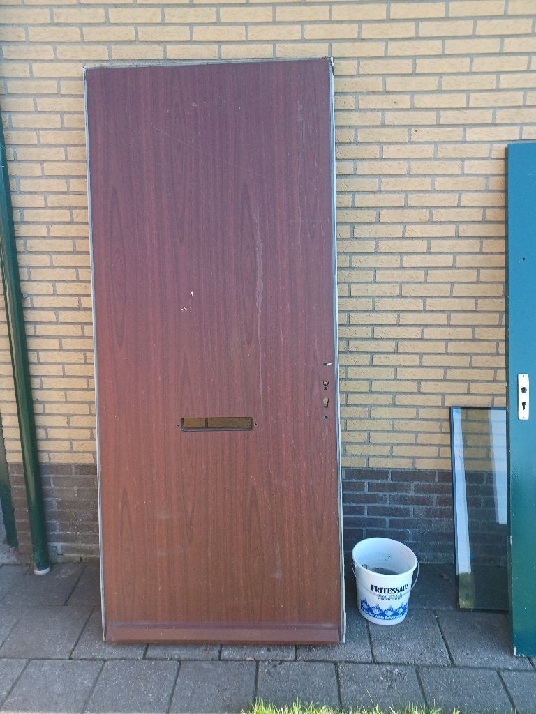hardhouten voordeur  99 x 232 cm, Ophalen, Gebruikt, 80 tot 100 cm, 215 cm of meer