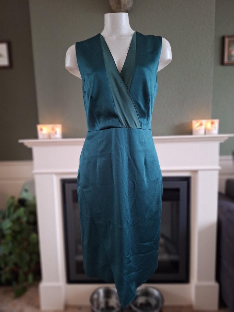 Reiss schitterend diep groene jurk zijden glans 38, Kleding | Dames, Jurken, Maat 38/40 (M), Reiss, Verzenden, Zo goed als nieuw