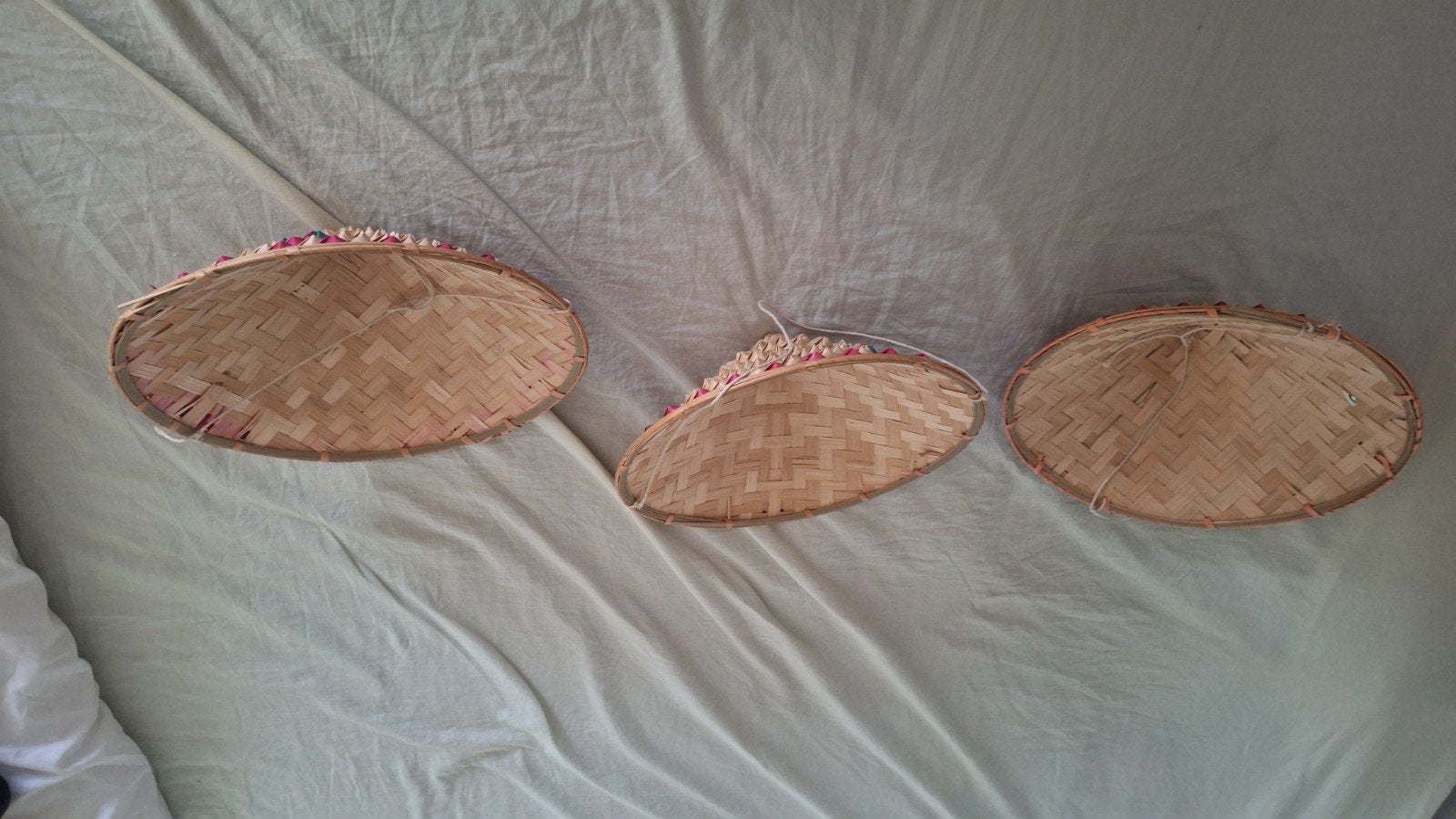 Set van 3 handgemaakte bamboe decoratieve schalen, Antiek en Kunst, Ophalen of Verzenden