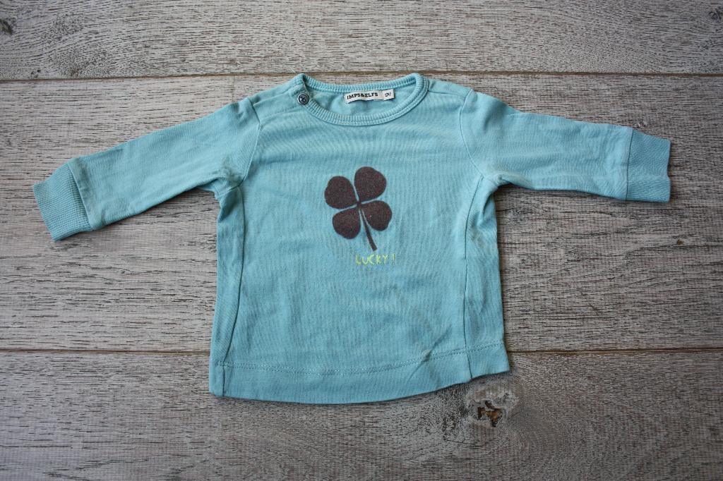Mintgroene longsleeve van Imps en Elfs - maat 50, Jongetje of Meisje, Zo goed als nieuw, Shirtje of Longsleeve, Imps & Elfs