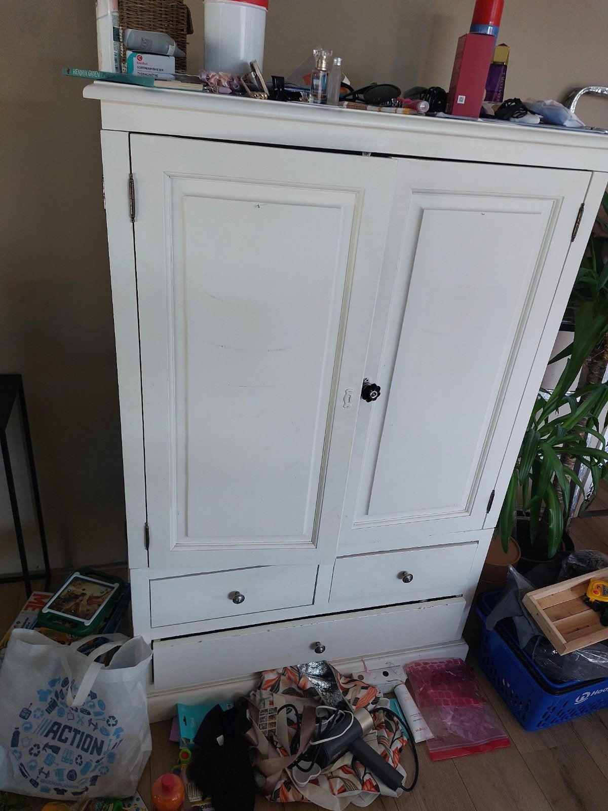 witte kast servies buffet, Ophalen, Gebruikt, 170 cm of meer