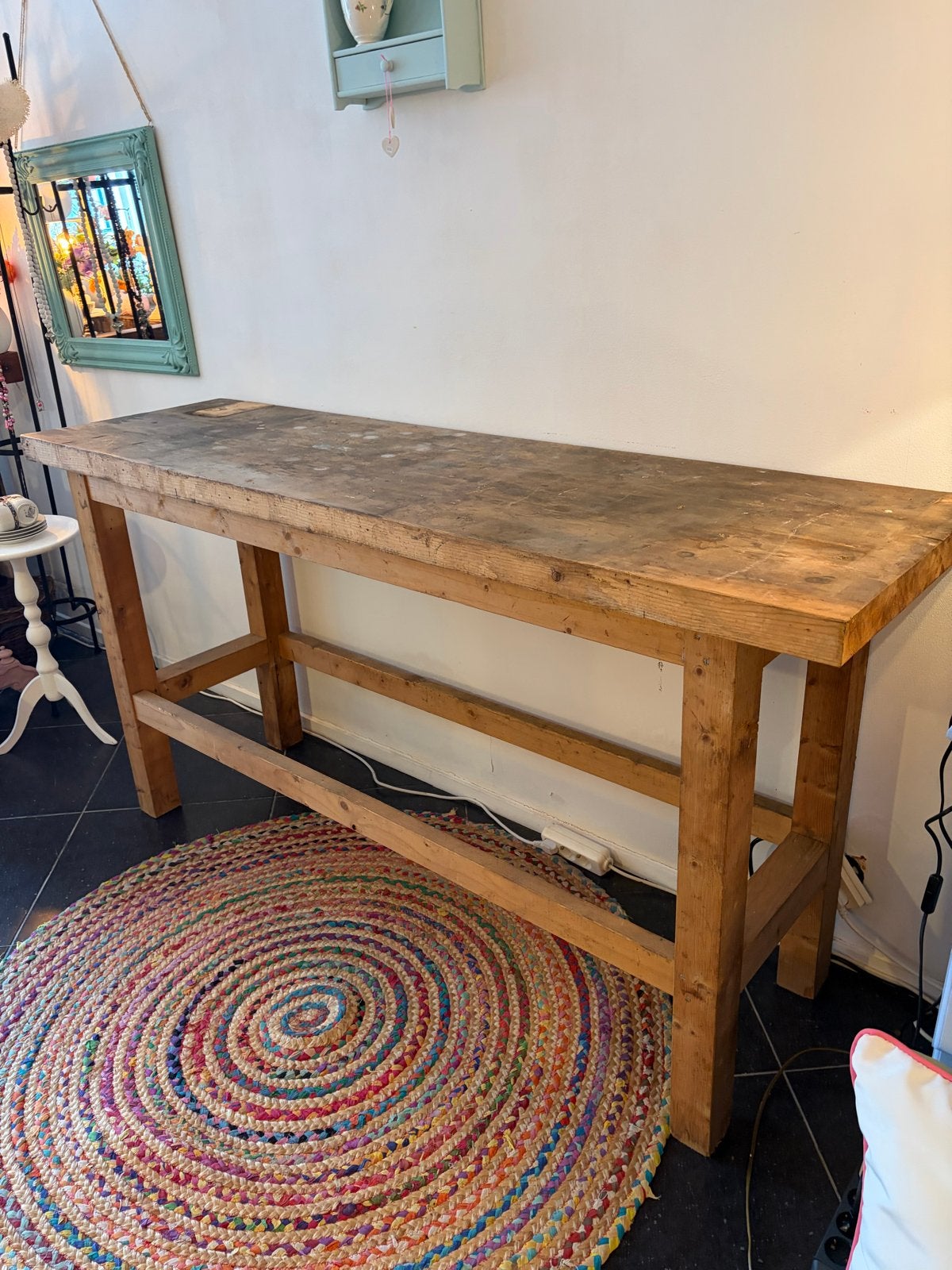 Stoere eikenhouten werkbank / sidetable, Ophalen of Verzenden