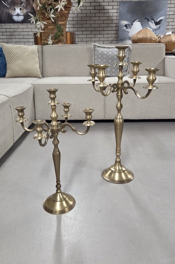 2 x grote kandelaar Elliot Light & Living metaal goud, 80 cm, Ophalen of Verzenden, Zo goed als nieuw, Metaal