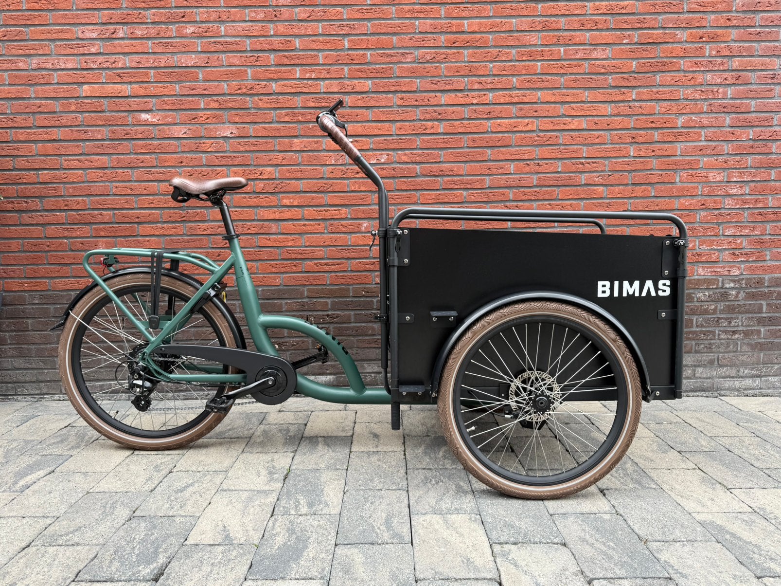Bimas bakfiets in nieuwstaat - E-cargo 3.3 economy, 4 kinderen of meer, Huif, Zo goed als nieuw, Schijfrem