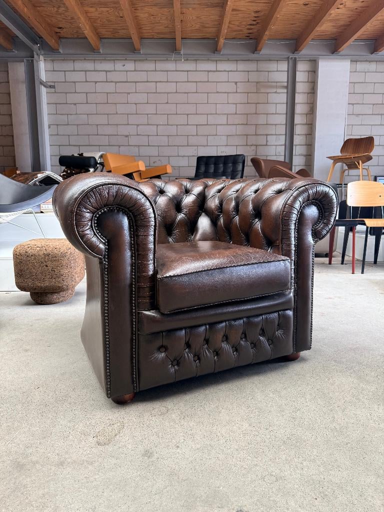 Delta Chesterfield fauteuil, Huis en Inrichting, Fauteuils, Ophalen, Gebruikt, Klassiek, X