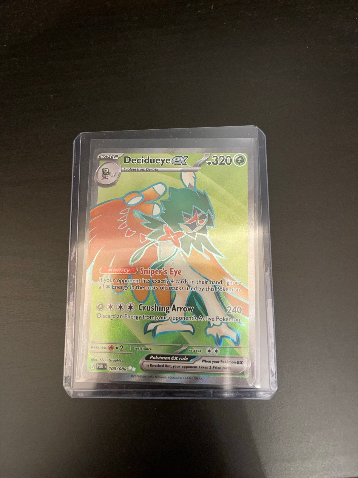 Pokémon Kaart: Decidueye GX 100/088 - Zo goed als nieuw, Ophalen of Verzenden, Zo goed als nieuw, Losse kaart, Foil