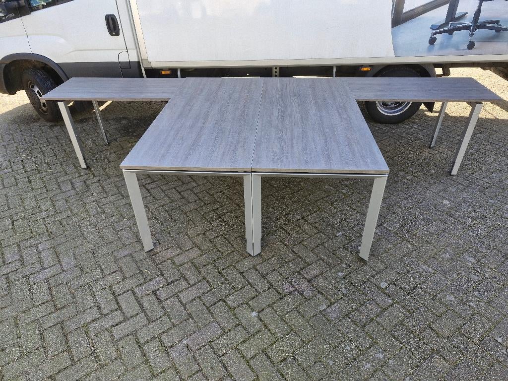 Steelcase hoekbureau met nieuw blad naar keuze ( 180x200 ), In hoogte verstelbaar, Metaal, Hoekbureau, Ophalen of Verzenden