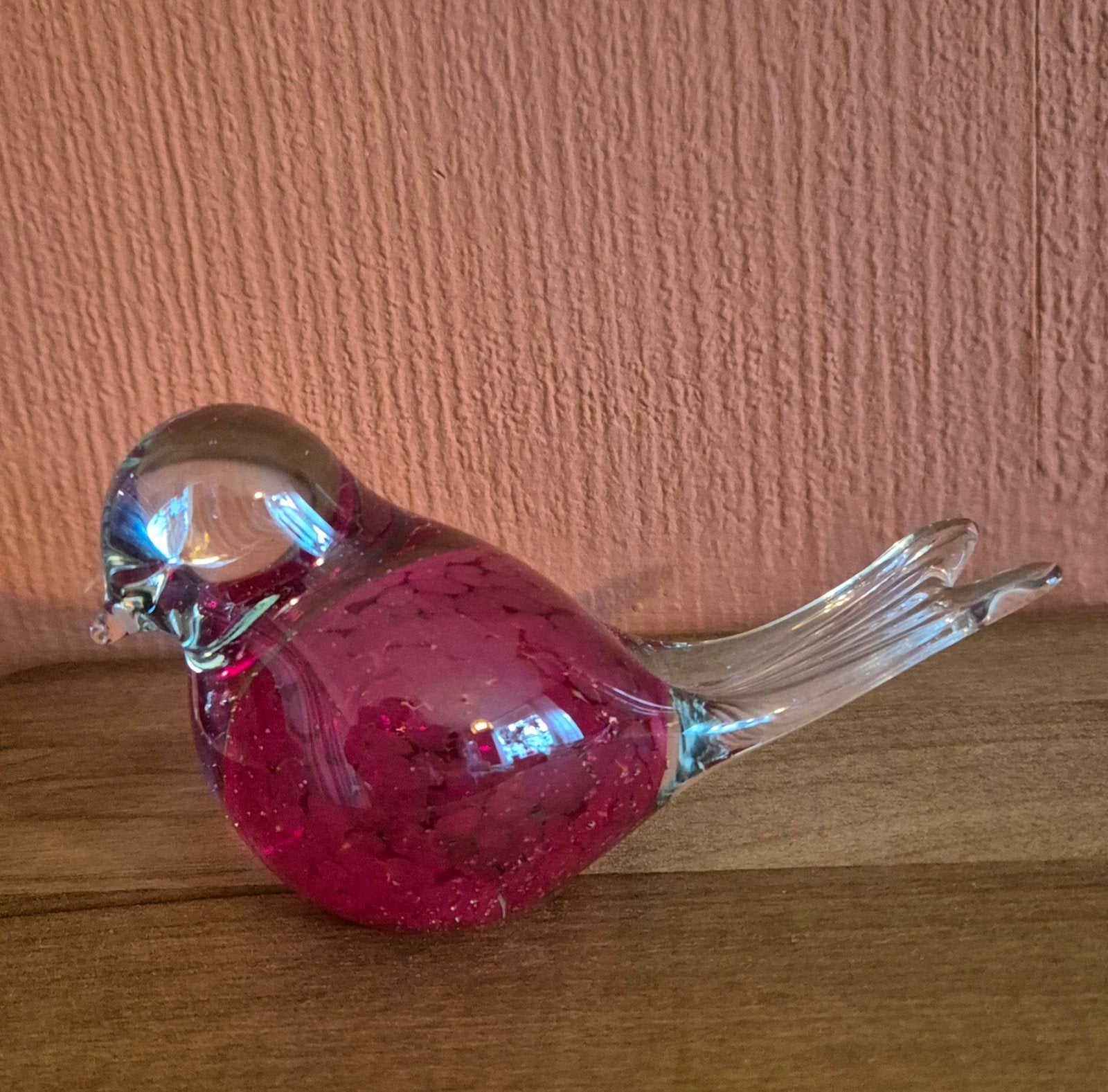 Handgemaakte vogeltje, Roze, Ophalen of Verzenden, Glas, Klassiek