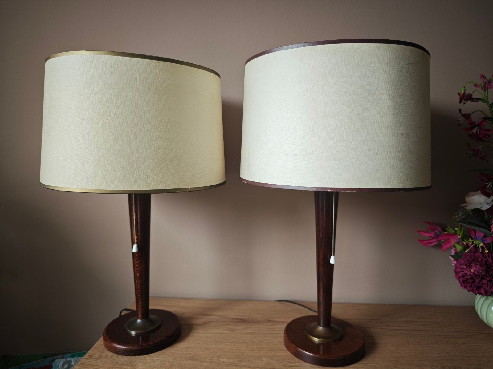Sfeervolle Set Vintage Unilux Houten Tafellampen, Huis en Inrichting, Ophalen, Gebruikt, Overige merken, Vintage