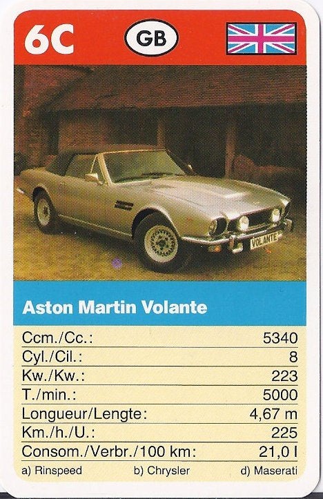 Kw2250 autokaartje 6c -- aston martin volante, Ophalen of Verzenden, Zo goed als nieuw, Auto's