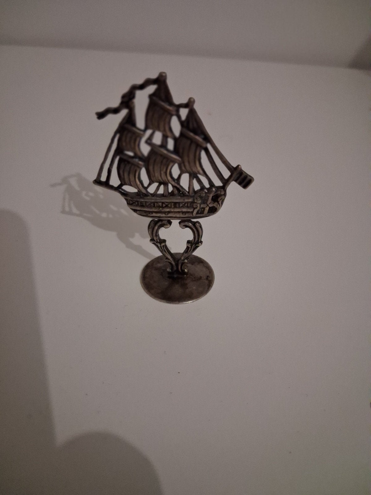 Verzilverd miniatuurscheepje Gero/H. Hooijkaas (HH), Ophalen of Verzenden