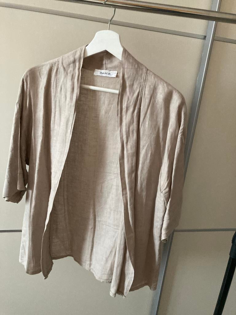 Linnen jasje maat S/M €2,99, Ophalen of Verzenden, Gedragen, Maat 38/40 (M), Beige
