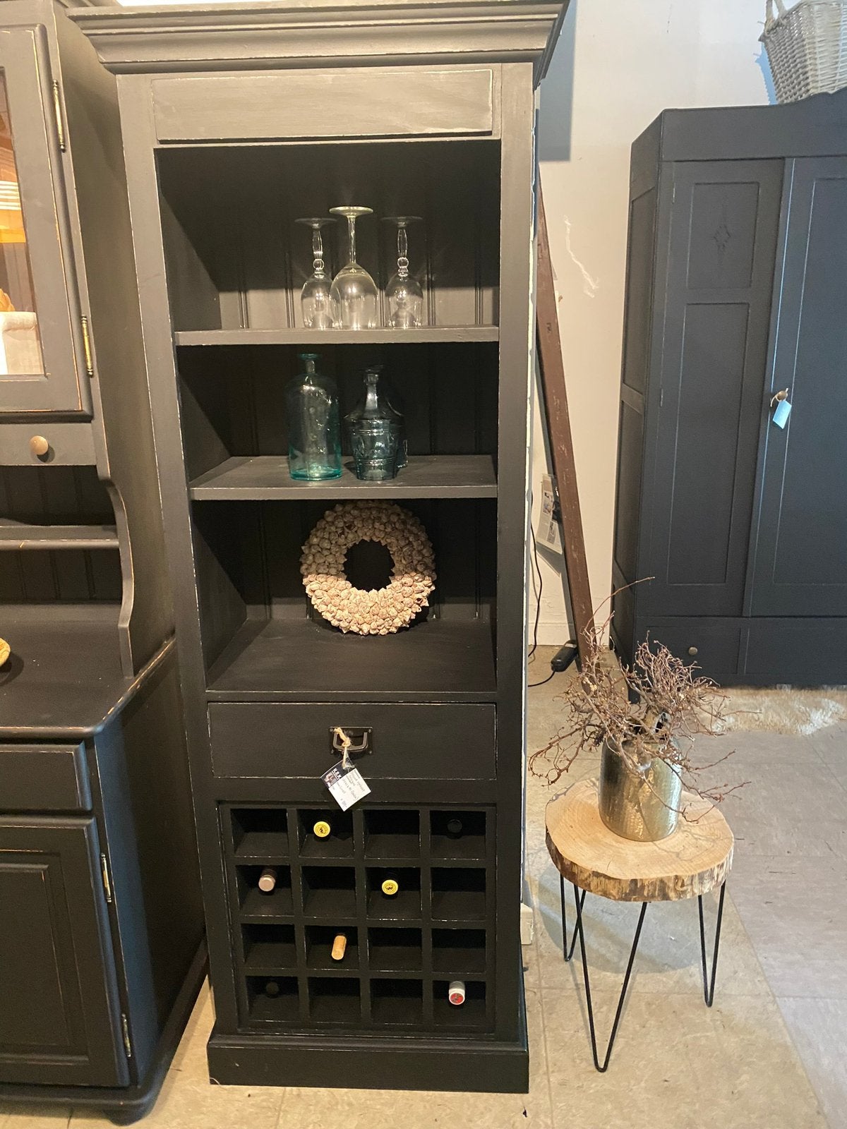 Brocante wijnkast Belgique, Ophalen of Verzenden, Zo goed als nieuw, Hout, Minder dan 5 flessen