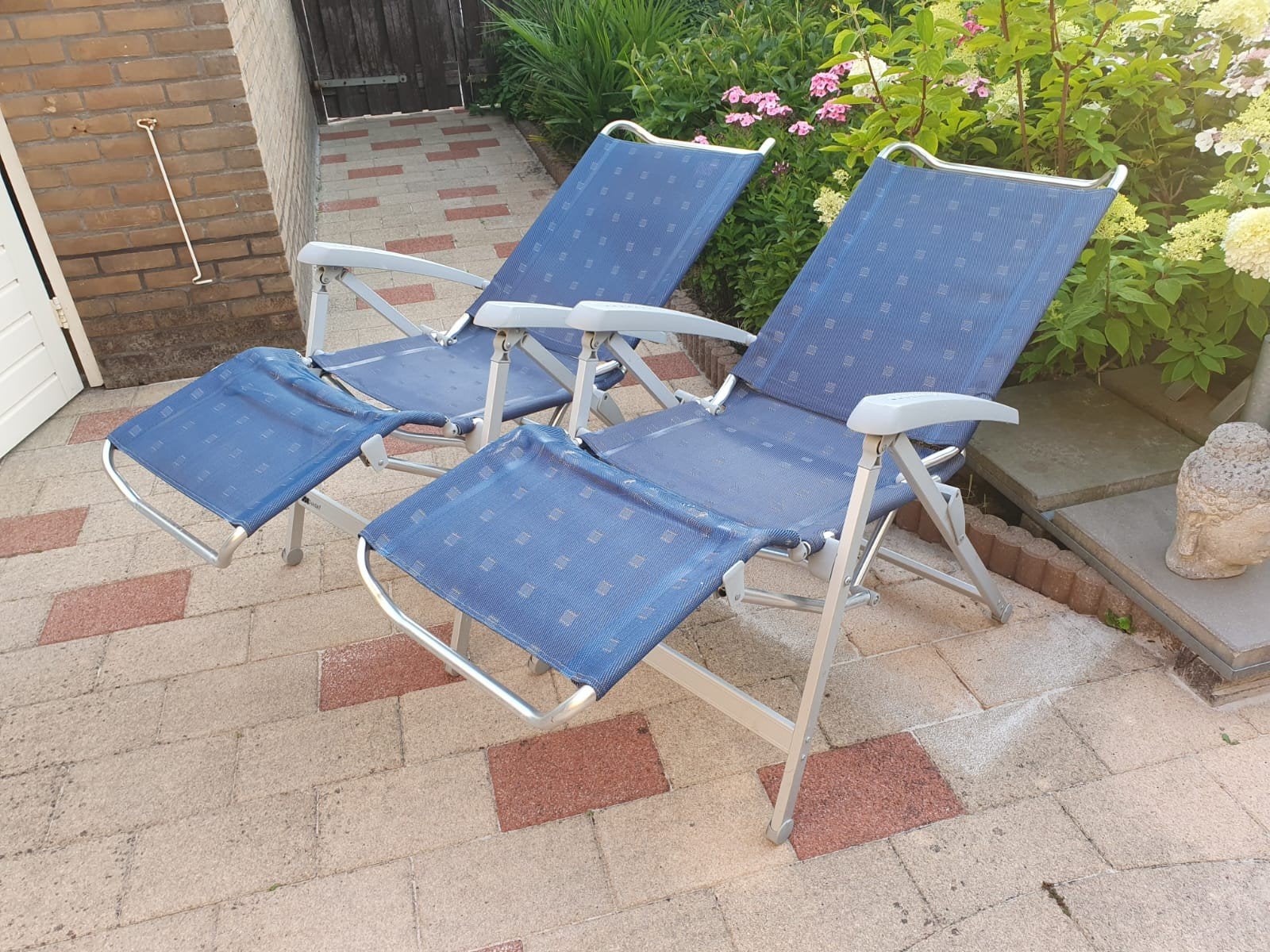 2 Dukdalf campingstoelen, met voetsteun,, Caravans en Kamperen, Ophalen, Gebruikt, Campingstoel