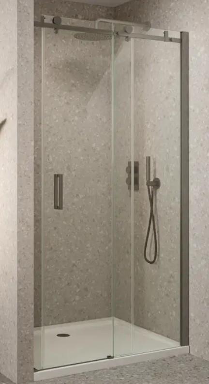 NIEUW in doos:Saniclear Supreme douchedeur 90-100cm-gunmetal, Ophalen, Nieuw, Rvs, Douche