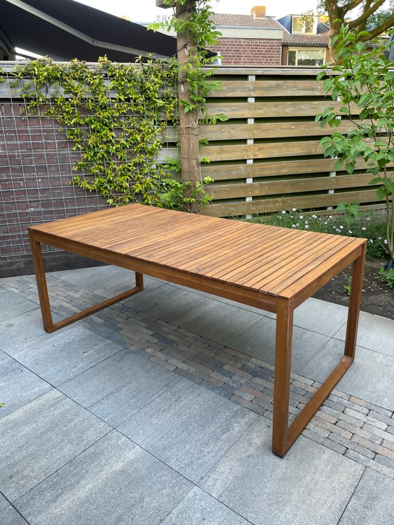 Houten tuintafel 6 zits 180 x 90 x 75 cm, Ophalen, Zo goed als nieuw, Rechthoekig, Hout