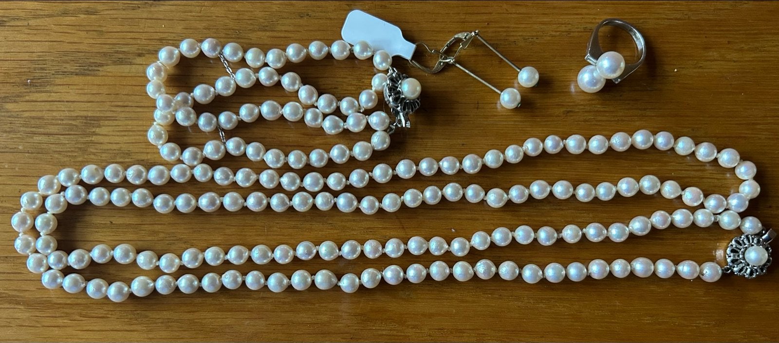 Cultivé Parels Sieradenset: Ketting - Armband - Oorbellen, Gebruikt, Wit, Ophalen of Verzenden, Met edelsteen