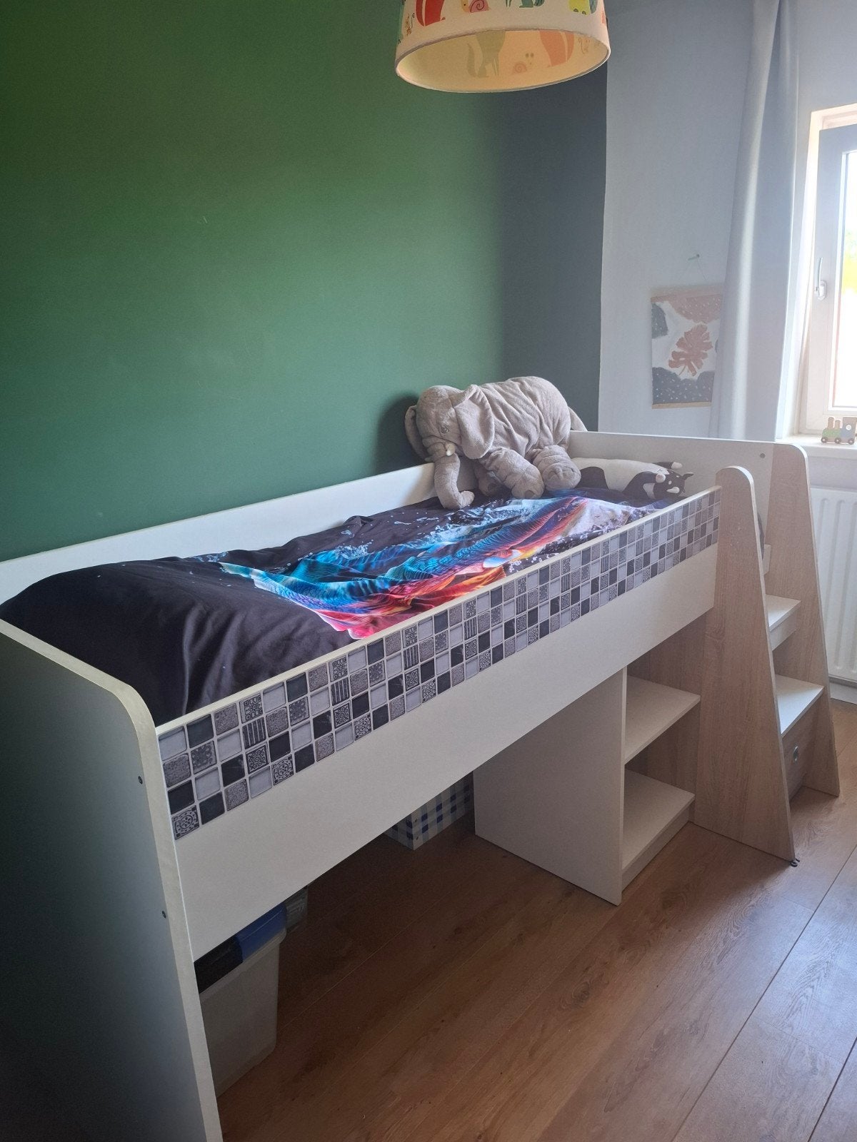 Halfhoogslaper met opbergruimte en lades, 85 tot 100 cm, Gebruikt, Ophalen of Verzenden, Hoogslaper of Stapelbed