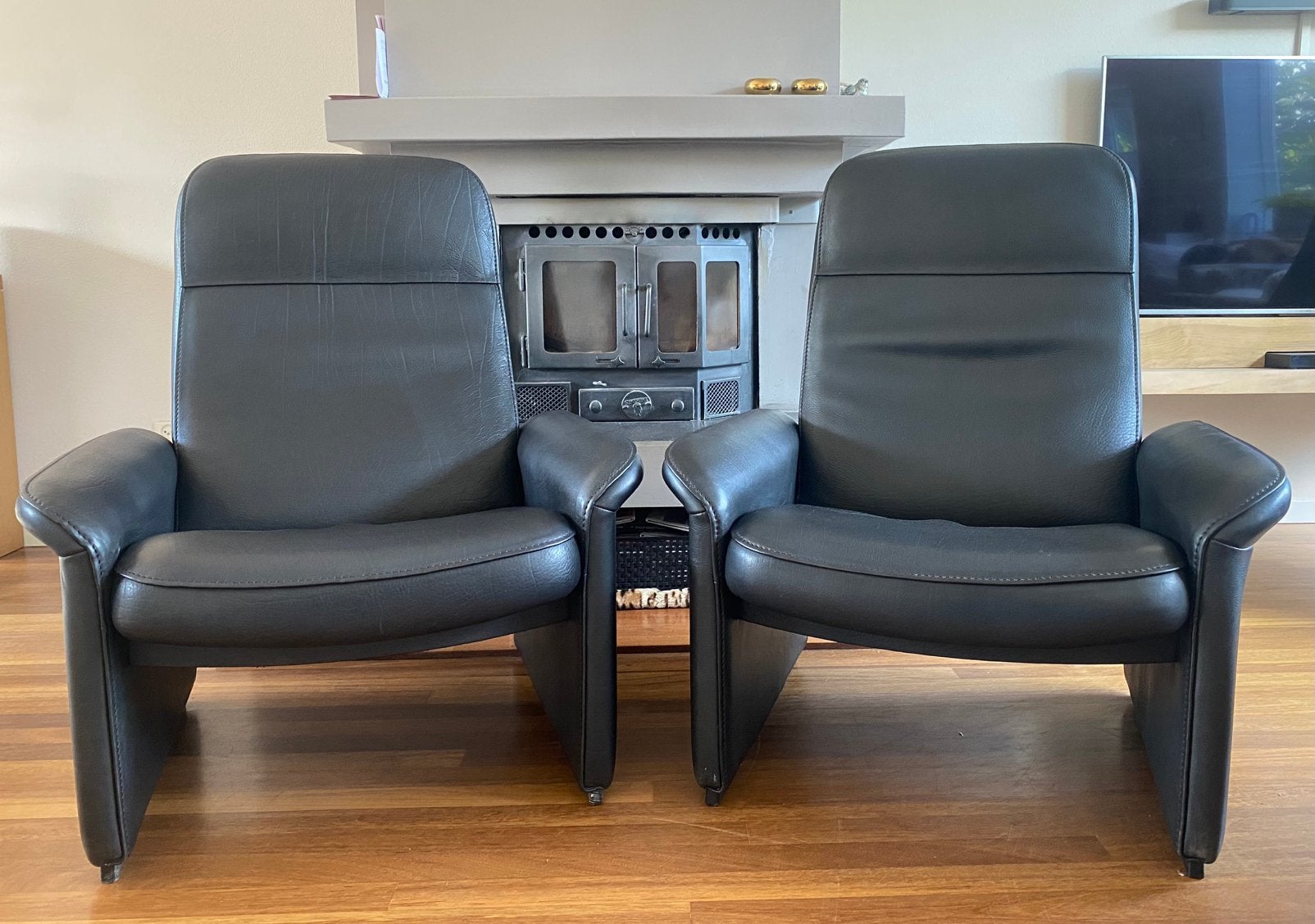De Sede DS50 fauteuils 2x zwart, Ophalen, Gebruikt, De Sede, 50 tot 75 cm