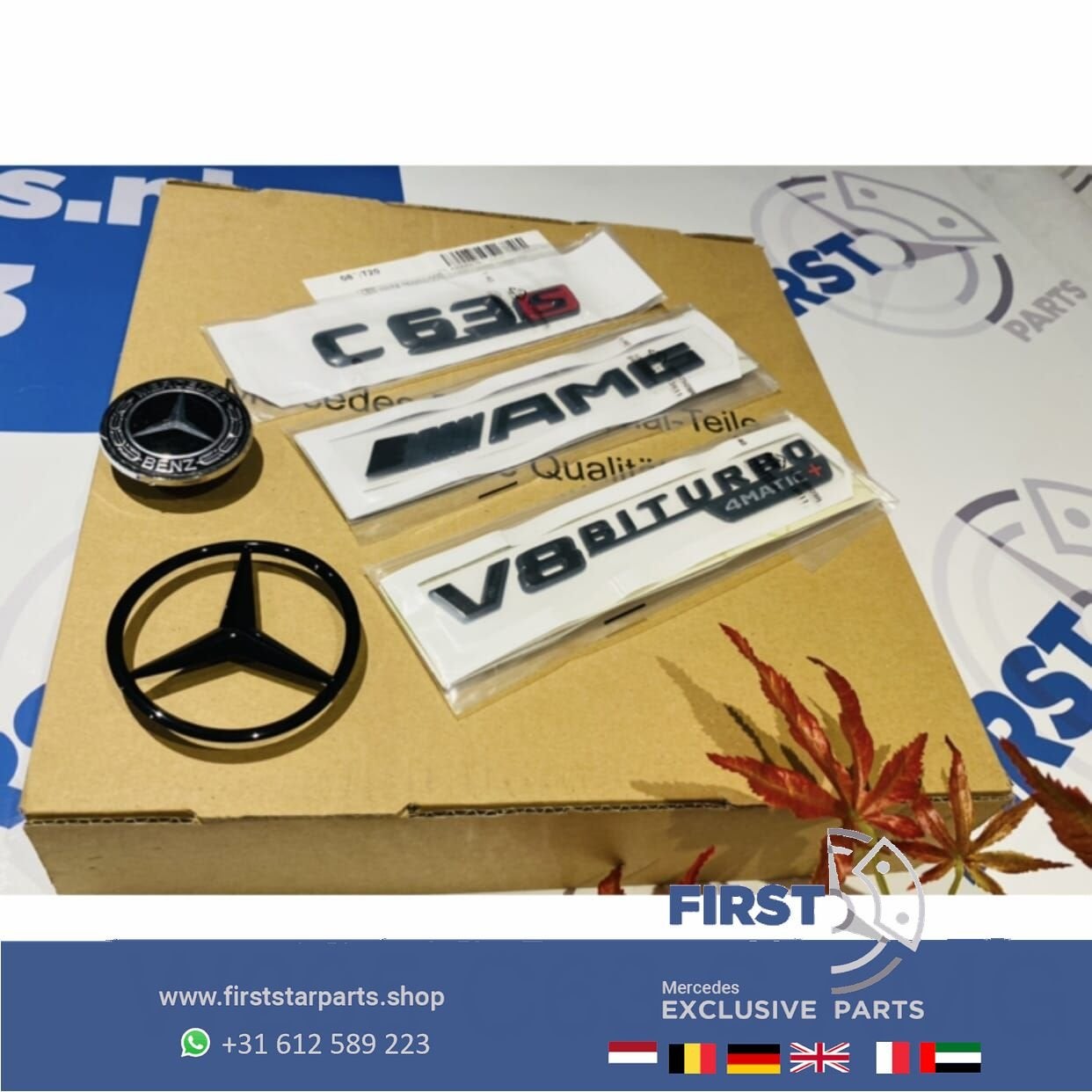 W205 C63S AMG LOGO SET C 63 S ZWART EMBLEMEN SET Mercedes C, Gebruikt, -, Ophalen of Verzenden, -