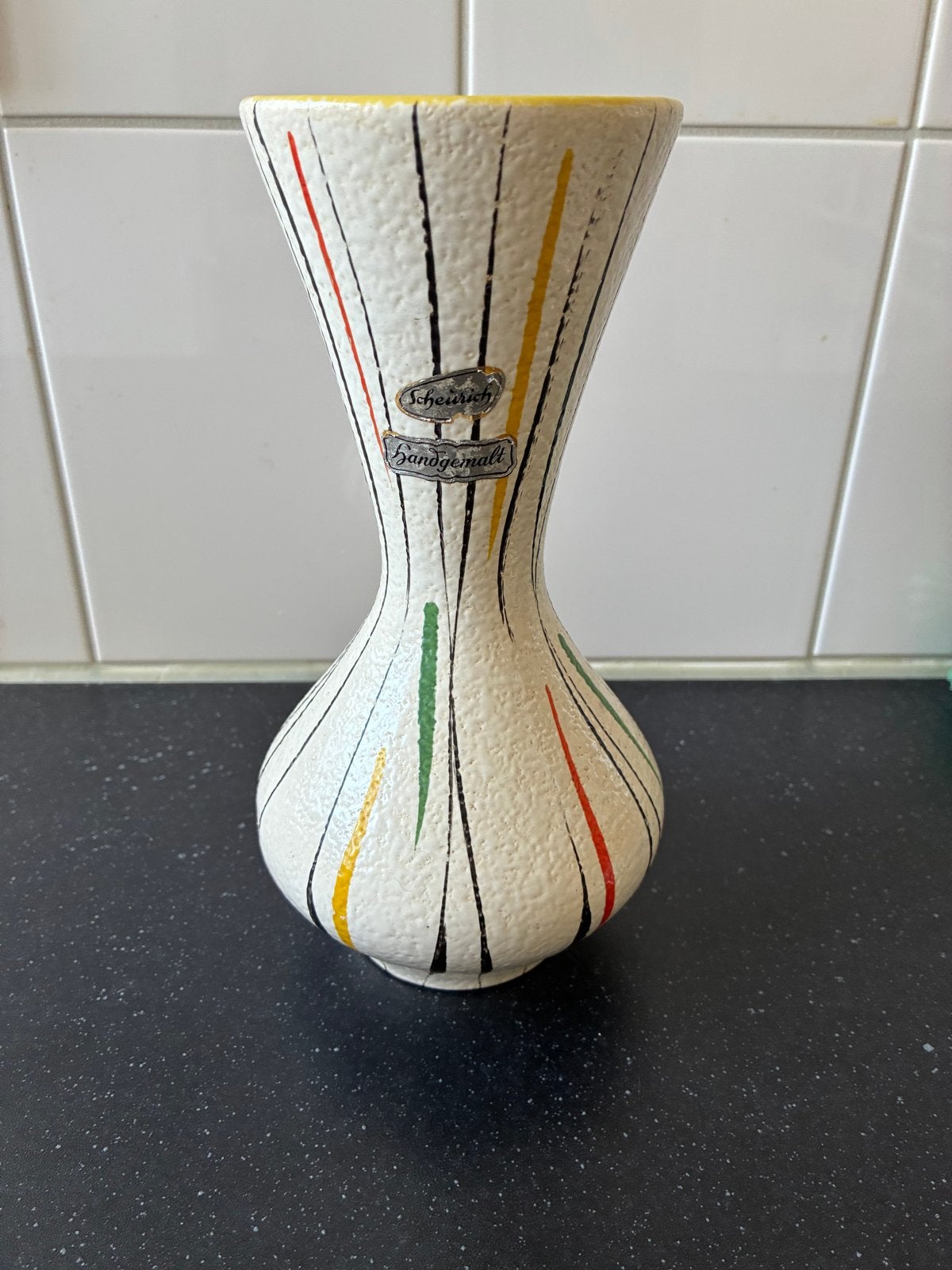 Vintage Scheurich vaas, handgeschilderd, West-Duitsland, Ophalen of Verzenden