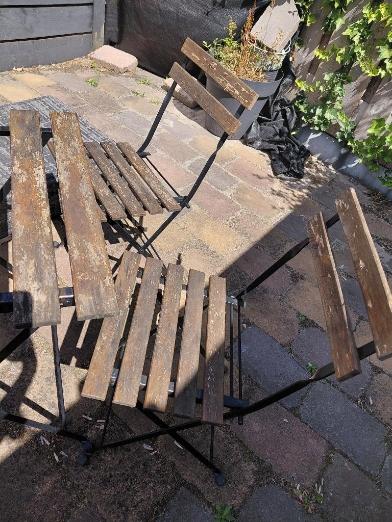 Bistroset ikea. Tafel + 2 stoeltjes + 1 extra stoelje., Ophalen, Gebruikt, Overige materialen, 2 zitplaatsen