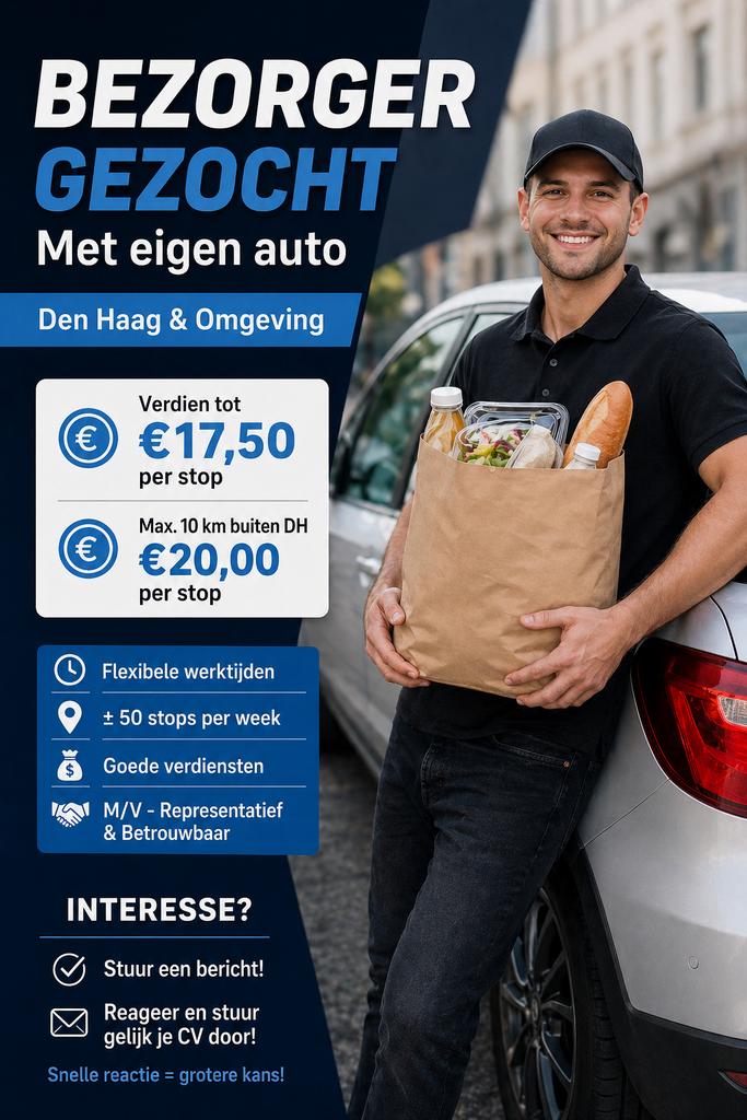 Bezorger Gezocht In Den Haag – Tot €20 Per Stop!, Vacatures, Starter, Overige vormen, Overige niveaus, Geschikt als bijbaan