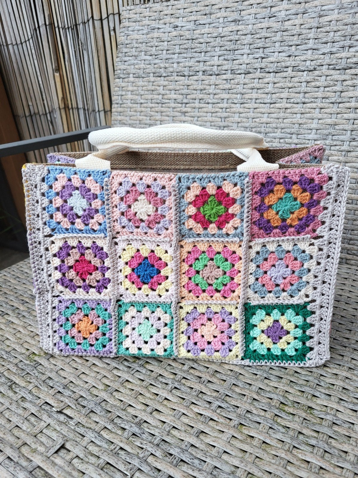 Gehaakte Granny Square Tas - Kleurrijk en Uniek, Ophalen of Verzenden, Zo goed als nieuw, Overige kleuren, Shopper