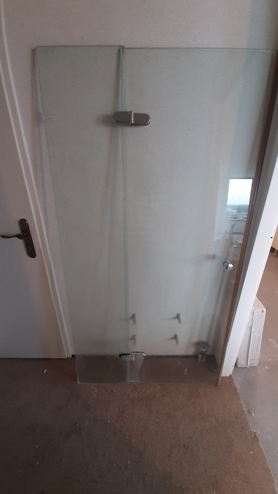 Glazen douchedeur br100cm vast deel 35cm deur 65cm, Ophalen of Verzenden, Zo goed als nieuw