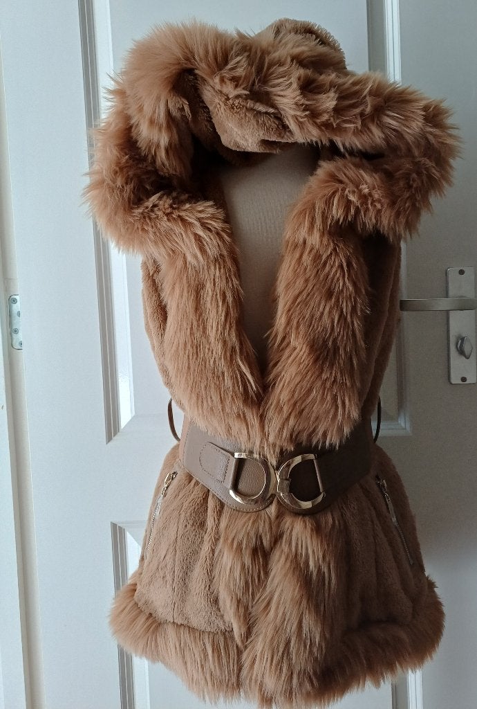 Nieuw Camel Kleurig Gilet met Capuchon & Riem - Maat S (Jool, Kleding | Dames, Di&A Diamant Angel, Bruin, Nieuw, Ophalen of Verzenden