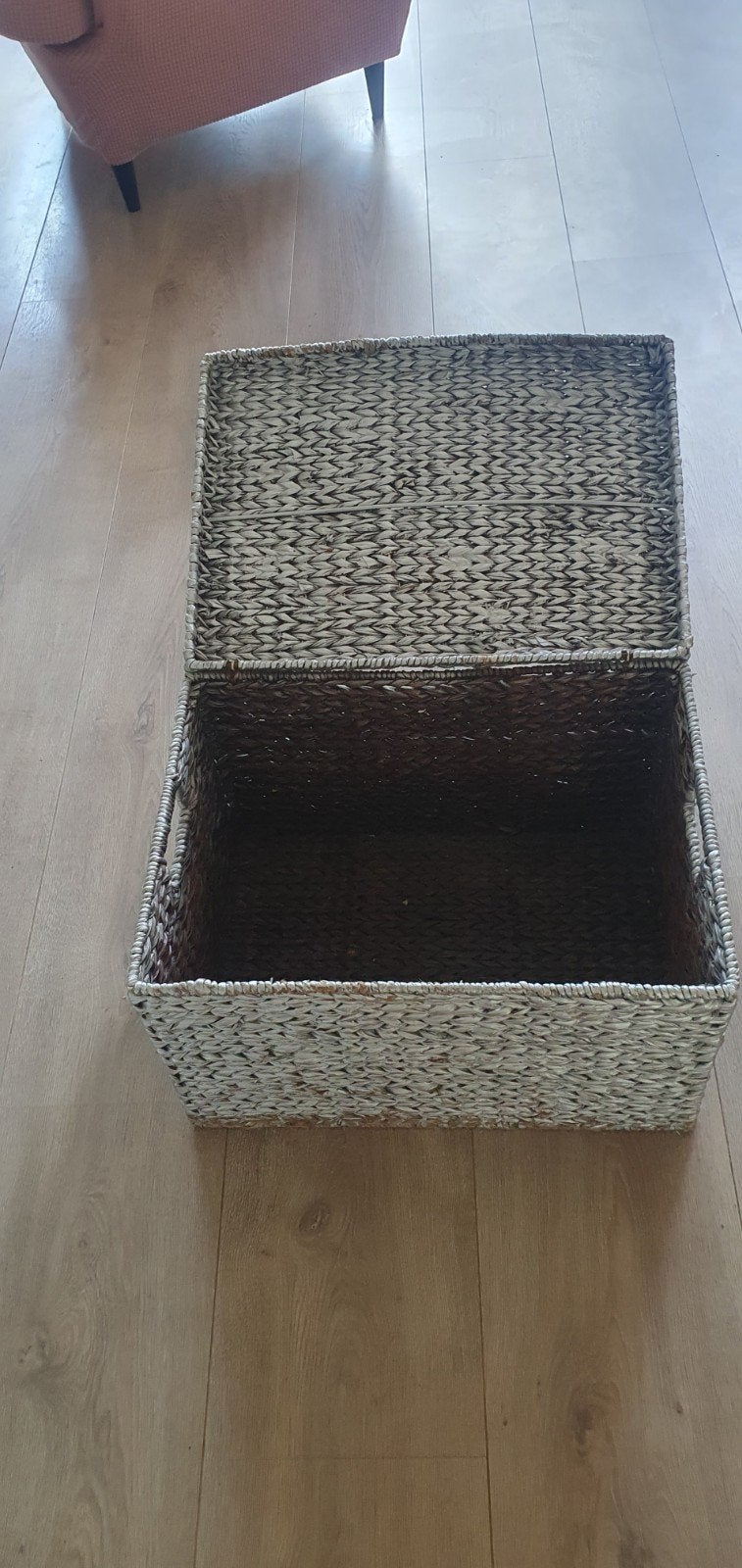 Gevlochten opbergmand met deksel, Huis en Inrichting, Woonaccessoires | Kisten, Ophalen