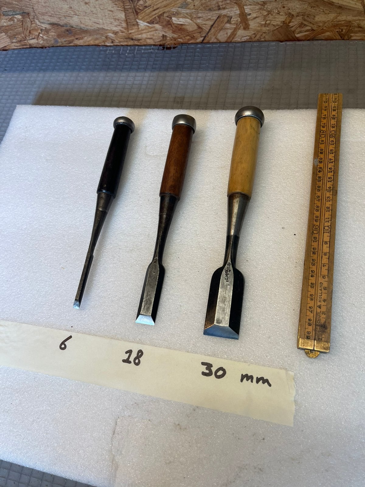 Hoogwaardige Japanse beitelset – 6, 18 en 30 mm, Verzenden, Gebruikt
