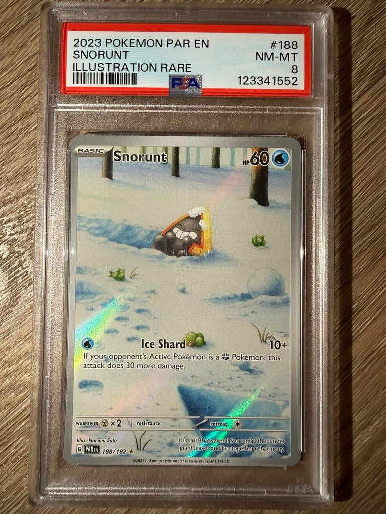 Snorunt Pokémon kaart PSA 8, Ophalen of Verzenden, Zo goed als nieuw, Losse kaart, Foil